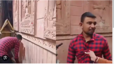 मंदिर की दीवार पर मुस्लिम युवक ने किया पेशाब