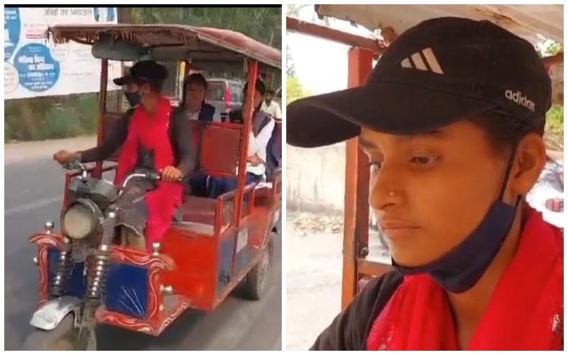 UP Bijnor Latest News: After father's death, girl took over the handle of e-rickshaw to take responsibility of younger siblings.