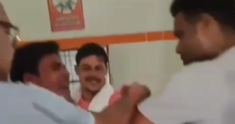 A young man was beaten up after being stripped half naked, video goes viral