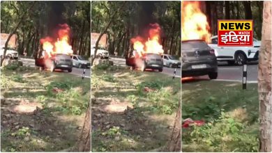 Dehradun - Rishikesh Accident: A moving car caught fire on Dehradun-Rishikesh road, family saved their lives by jumping out