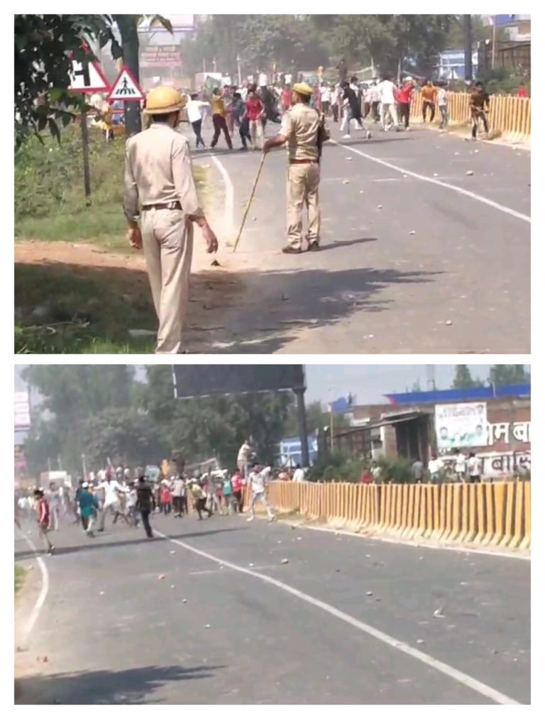 Anger of the Gusain crowd over the insulting comment made by Yeti Narasimhanand, stones pelted on the police post