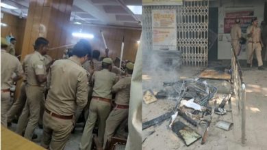 UP Ghaziabad News: Scene of conflict in the court! Sharp altercation between judge and lawyers, arson in the police post after lathi charge