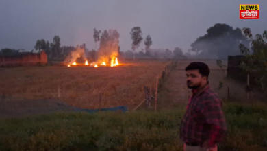 UP Shravasti News: DM and SP caught a farmer burning stubble and imposed fine on him