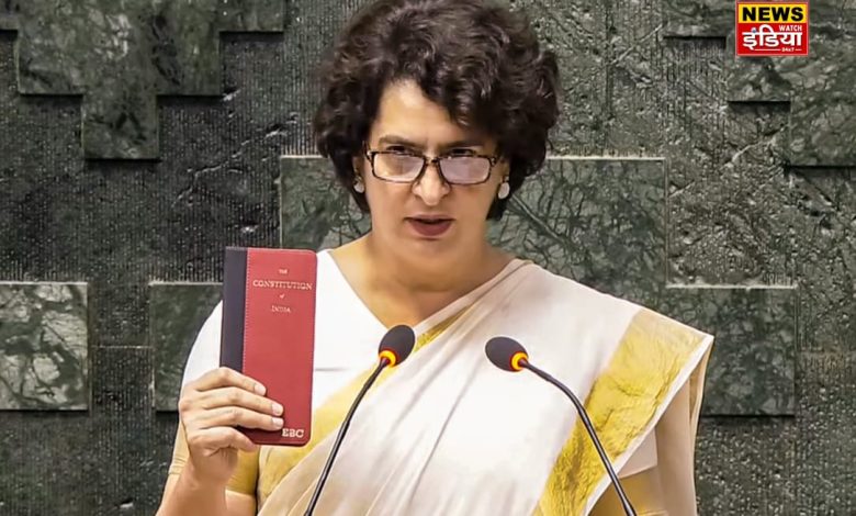 Priyanka Gandhi Oath: Wearing a sari like her grandmother, Constitution in hand… Priyanka Gandhi took oath in this style, repeated 71 years old history