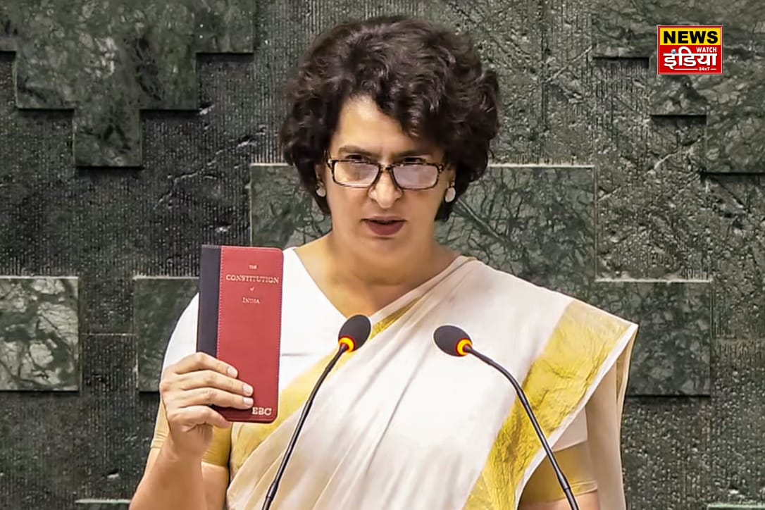 Priyanka Gandhi Oath: Wearing a sari like her grandmother, Constitution in hand… Priyanka Gandhi took oath in this style, repeated 71 years old history