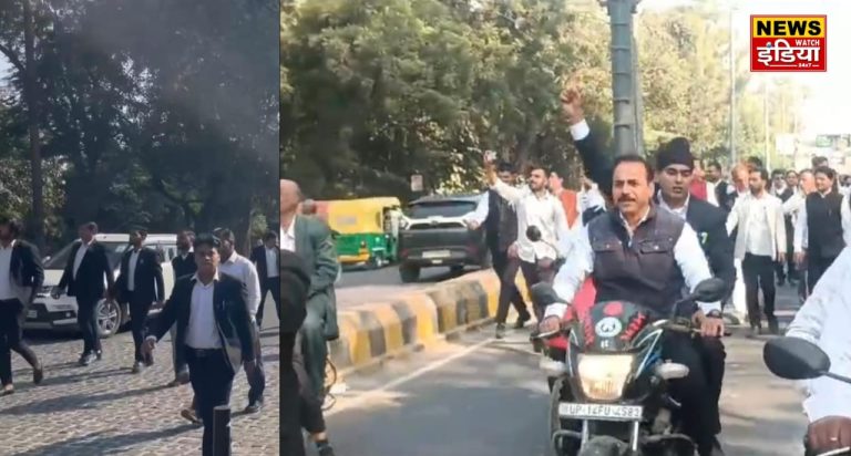 UP Ghaziabad News: Lawyers' fight against lathicharge, slogans of protest echoed till Kavinagar police station