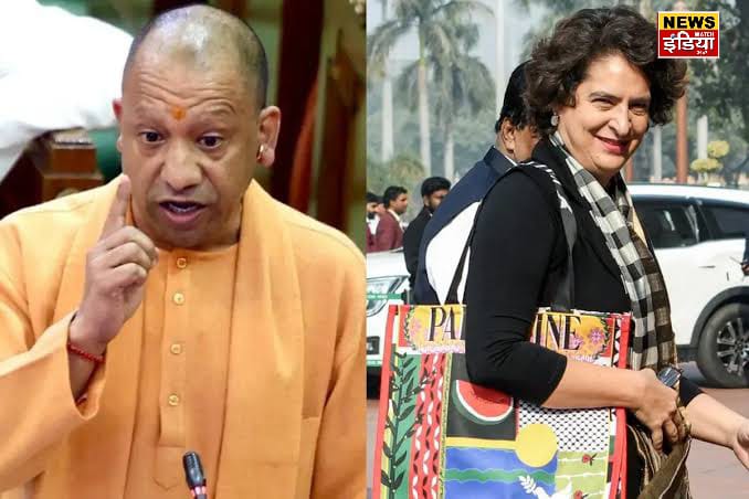 UP Assembly Winter Session: Congress MP roams around with Palestine bag… CM Yogi targets Priyanka Gandhi