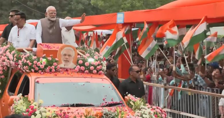 PM Narendra Modi holds roadshow in Gujarat’s Gandhinagar