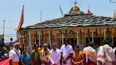 A grand religious event was organized at Kartik Swami temple situated on Krounch mountain, worship of 108 conches became a symbol of cultural unity