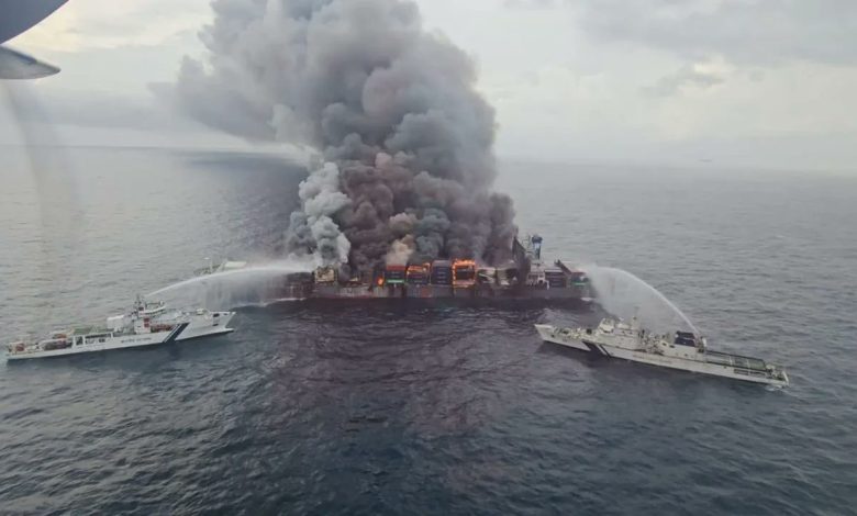 Cargo Ship Fire Explosion: Explosions one after the other, the ship is burning for 24 hours… a big rescue operation is going on in the middle of the sea in Kerala