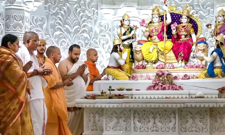 Ram Mandir Pran Pratishtha: History created in Ayodhya! CM Yogi did the Pran Pratishtha of the grand Ram Darbar, cheers resonated