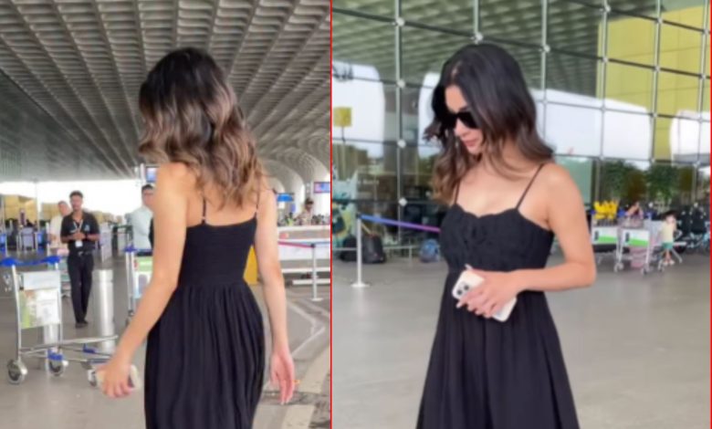 Mouni Roy Airport Look: Mouni Roy's hot look in all black dress goes viral, spreads glamour at the airport