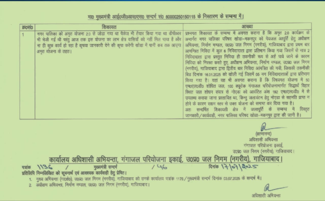 Up Ghaziabad News: Gangajal Yojana cancelled: Anger among the people of Khoda, agitation to be held in Delhi for water