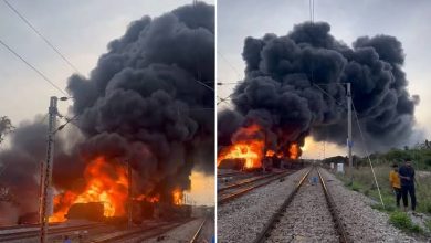 Train Caught Fire: Diesel-laden goods train caught fire in Tiruvallur, Tamil Nadu, smoke rose, many trains cancelled