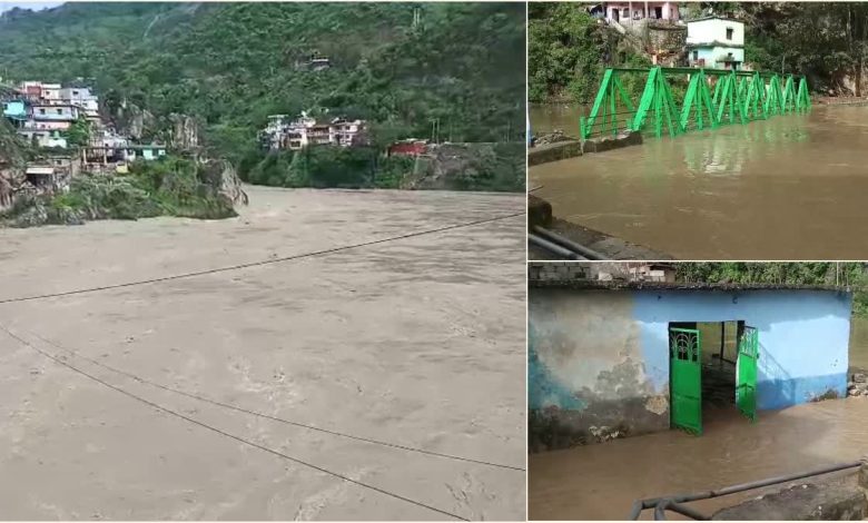 Rising water level of Alaknanda river becomes a crisis, many houses submerged due to torrential rain, bridge submerged