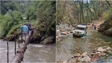 Rudraprayag's border villages did not get the gift of road, villagers forced to walk on wooden bridge