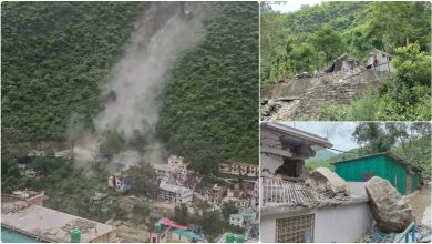 Massive landslide causes panic in Devprayag, two injured