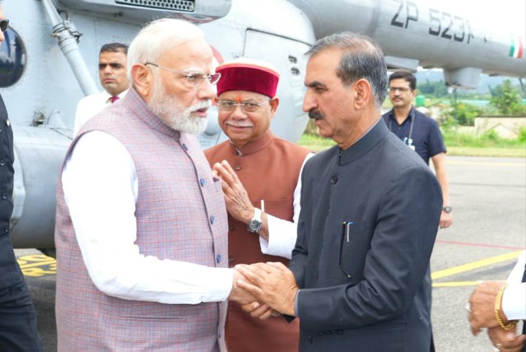 Prime Minister Narendra Modi on Himachal tour, aerial survey of flood affected areas, met affected families