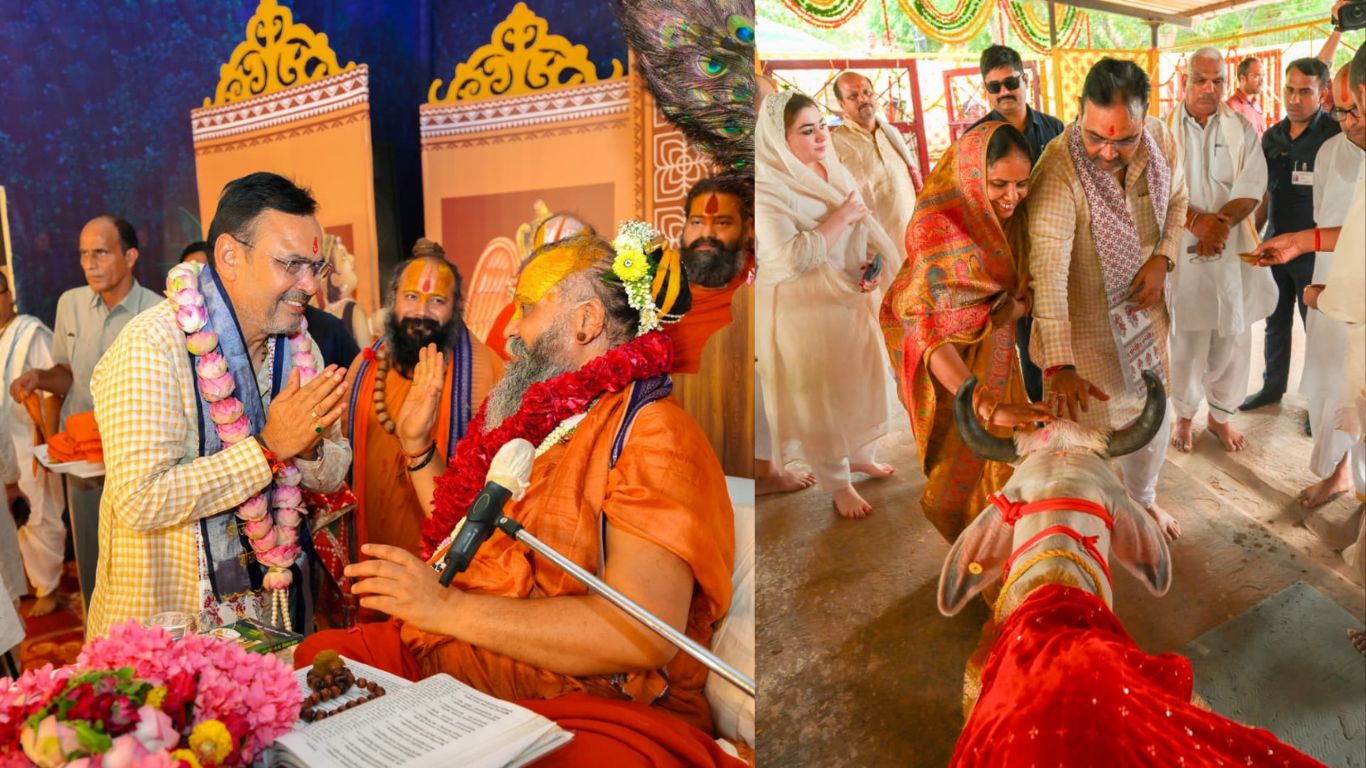 Rajasthan News: Rajasthan CM worships cows, listens to Shrimad Bhagwat Katha and gives blessings