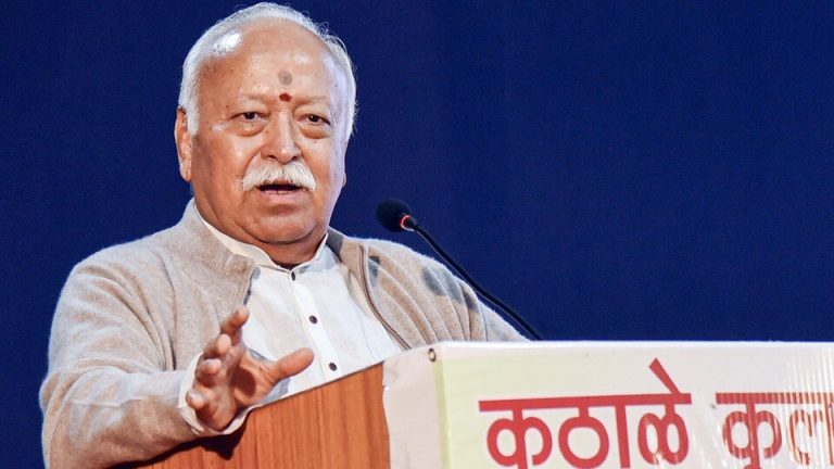 Mohan Bhagwat speaking on three children and Hindu nation