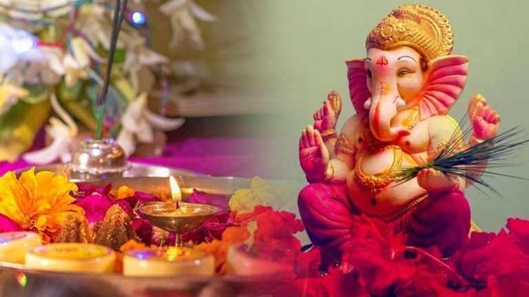 Last Vinayak Chaturthi 2025 Puja of Lord Ganesha with modak and flowers