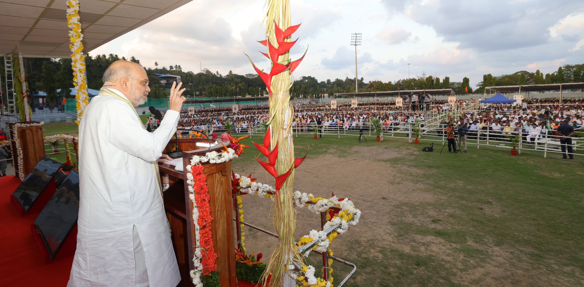 Amit Shah Andaman Nicobar Visit: Amit Shah addressing a program in Andaman and Nicobar Islands on India’s freedom from symbols of slavery