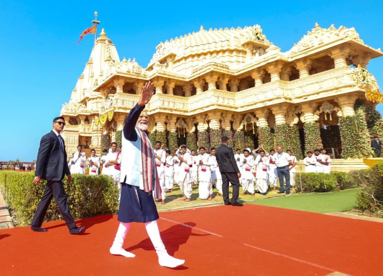 PM Modi Somnath Visit Day 2: Prime Minister Narendra Modi participating in Somnath Shaurya Yatra and performing puja at Somnath Temple during Gujarat visit