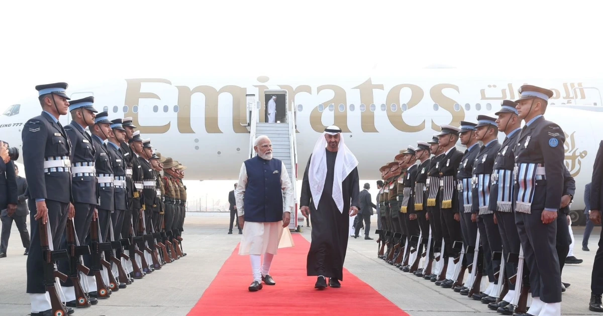 UAE President India Visit: PM Narendra Modi warmly welcomes UAE President Sheikh Mohamed bin Zayed Al Nahyan at Delhi Airport during India visit