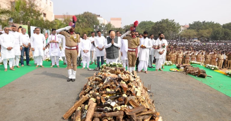Ajit Pawar Ast Rites: Amit Shah and Maharashtra leaders attending Ajit Pawar funeral at Vidya Pratishthan Ground