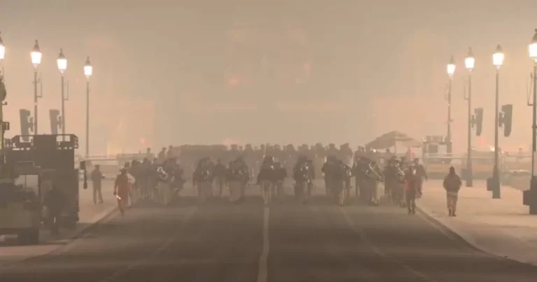 Kartavya Path Rehearsal: Indian Army soldiers rehearsing for 77th Republic Day parade at Kartavya Path amid cold weather and pollution
