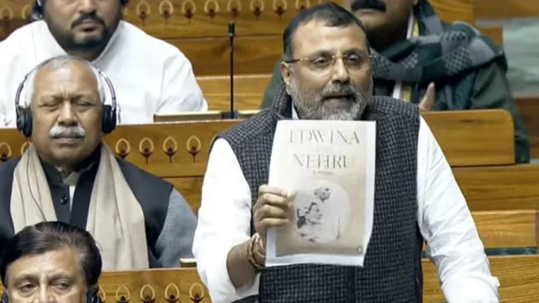 Nehru Edwina Book Controversy: BJP MP Nishikant Dubey speaking in Parliament during Nehru-Edwina book controversy as opposition protests