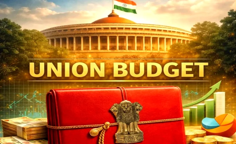 Union Budget 2026: Finance Minister Nirmala Sitharaman leaving her residence amid tight police security ahead of Union Budget 2026 presentation.
