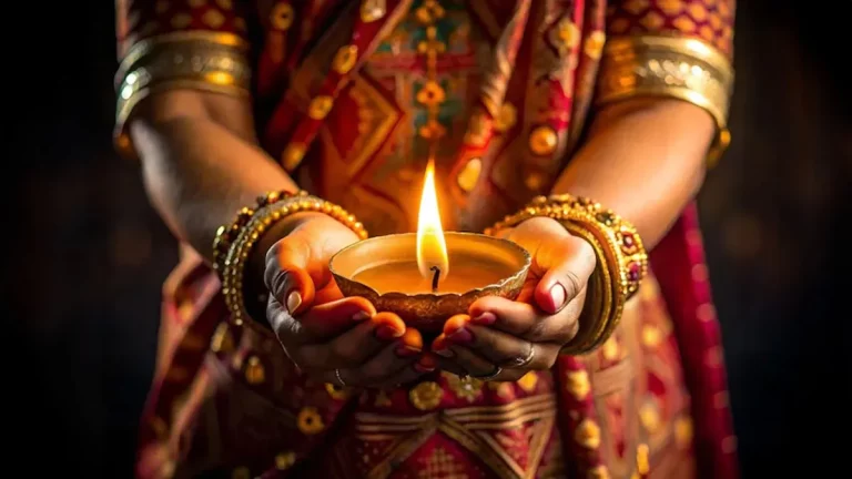 Devotees performing Maa Chandraghanta Puja on Navratri Day 3 with rituals and offerings