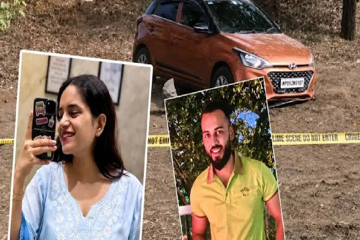 Ashoknagar Hrithik Soni Muskan Jain Case: The car parked at the scene during the police investigation and the forensic team collecting evidence.