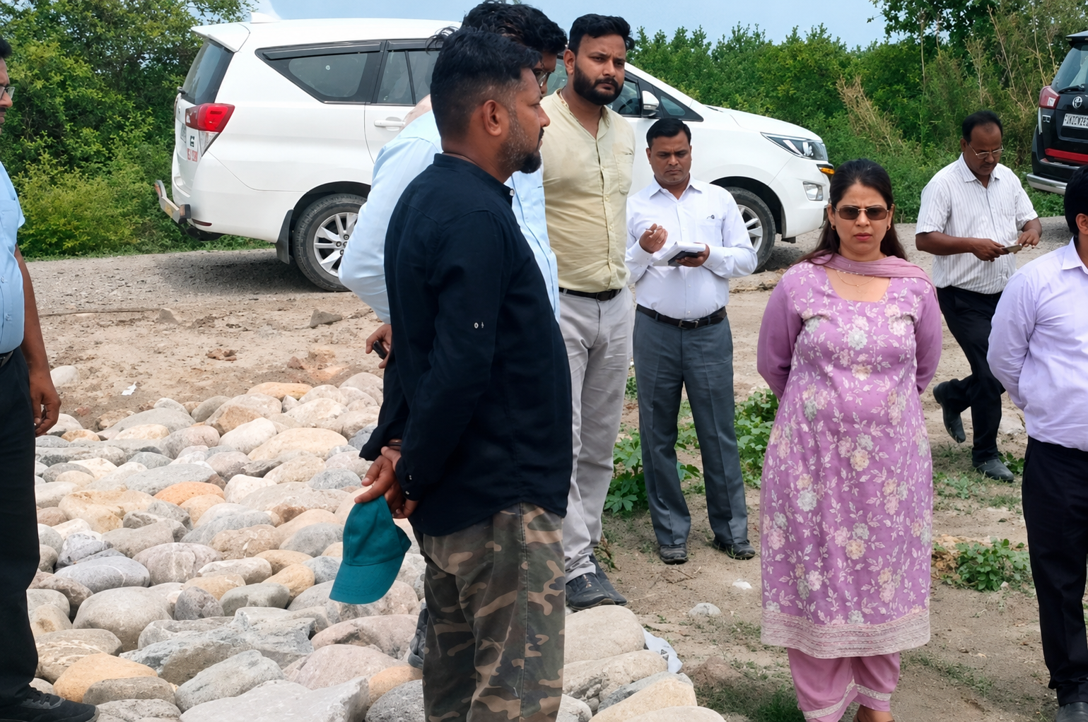 DM Inspection Bijnor: District Magistrate inspecting Ganga river embankment and flood protection works.