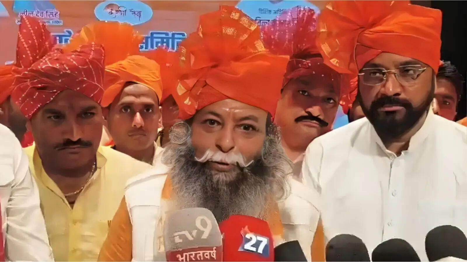 Karni Sena UP Election 2027: Surajpal Singh Ammu speaking from the stage during a Karni Sena political event in UP.