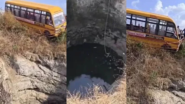 Pune School Bus Accident: School bus carrying 40 students stuck at the edge of a deep well