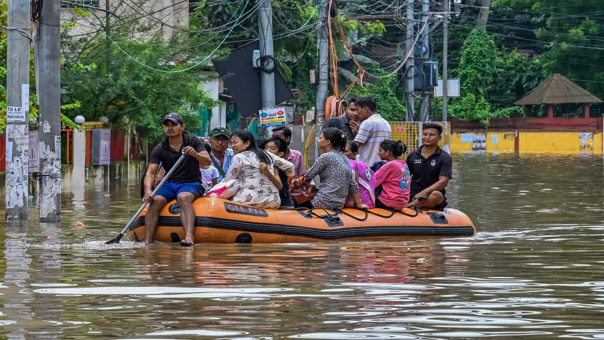 Assam Flood: Flood-affected villages in Assam as rescue teams evacuate residents while relief camps provide shelter to thousands.