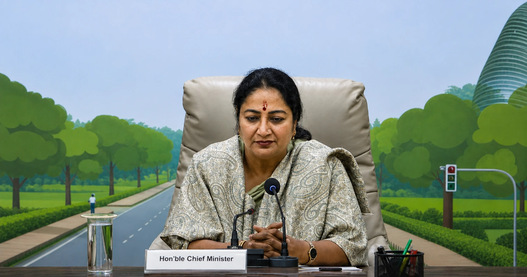 Delhi EV Policy 2026: Delhi Chief Minister Rekha Gupta announcing Delhi EV Policy 2026 with electric vehicles, subsidy benefits, road tax exemption and EV savings infographic.