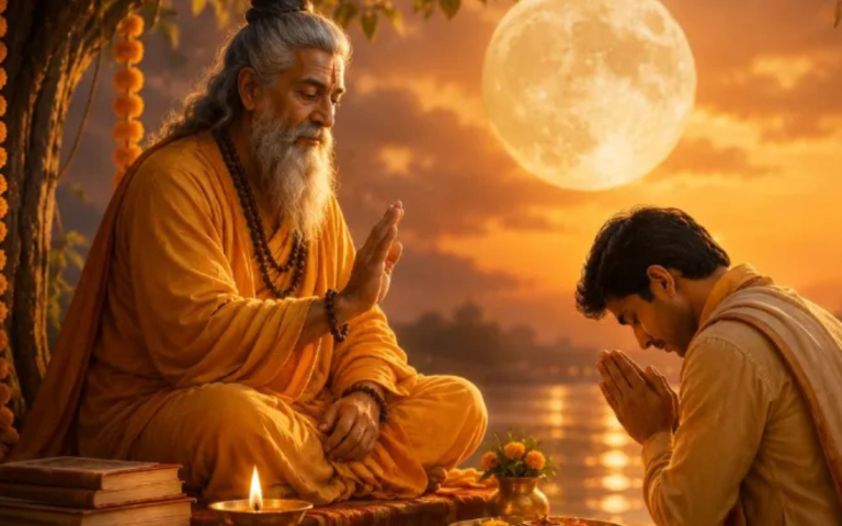 Guru Purnima Shubh Muhurat: Guru Purnima 2026 celebration with devotees seeking blessings from their spiritual guru.