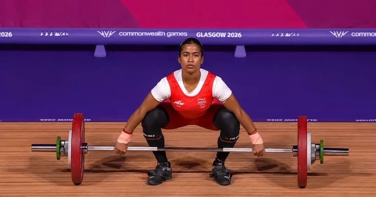 Gyaneshwari Yadav Silver Medal CWG 2026: Gyaneshwari Yadav celebrates after winning the silver medal in the women's 53kg weightlifting event at the Commonwealth Games 2026, highlighting her inspiring journey and her father's sacrifices.