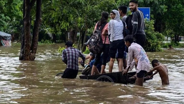 Heavy Rain in Uttar Pradesh: Dark monsoon clouds over Uttar Pradesh as IMD issues a heavy rain alert for 59 districts with thunderstorms and lightning forecast.