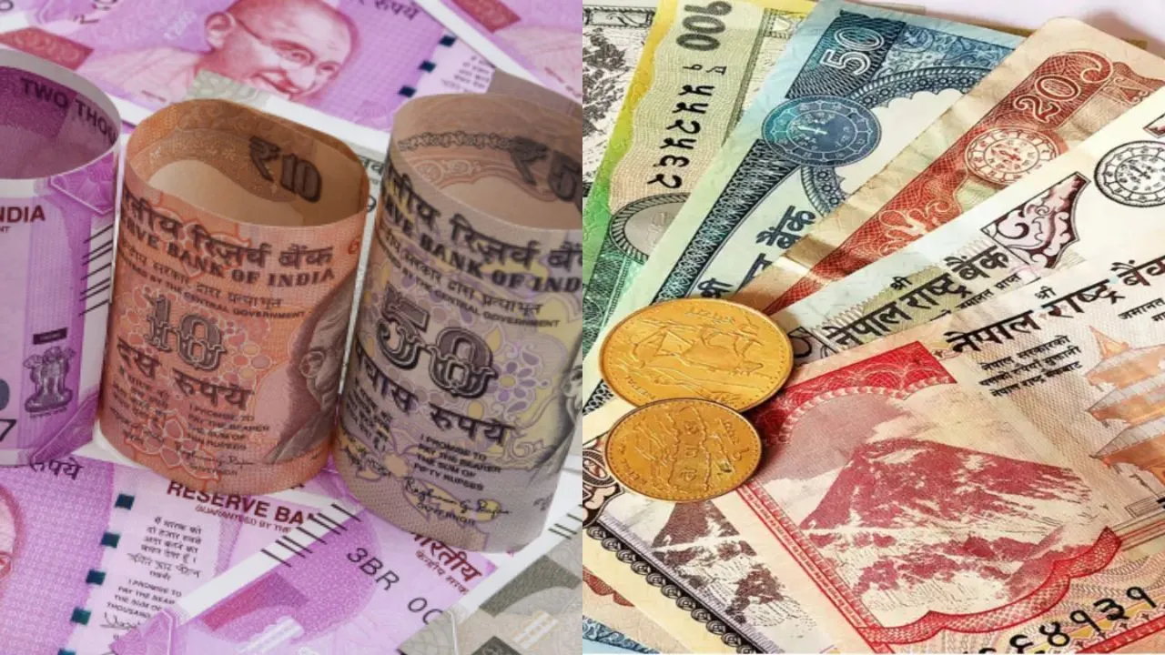 Indian Currency in Nepal: Indian ₹200 and ₹500 currency notes with Nepal border signage highlighting the new Nepal Indian Currency Rules 2026 for travellers.