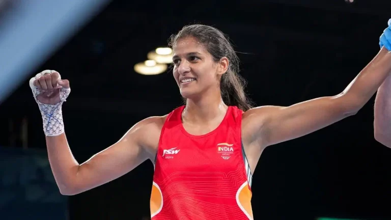 CWG 2026 Boxing: Jasmin Lamboria celebrates after winning the women's 57kg gold medal.