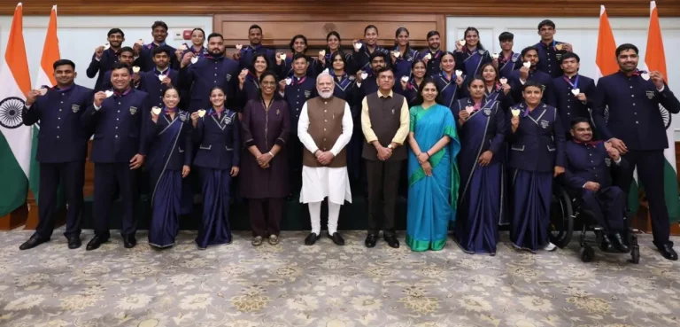 CWG 2026 Medal Winners: PM Modi with CWG 2026 medal winners at 7 Lok Kalyan Marg