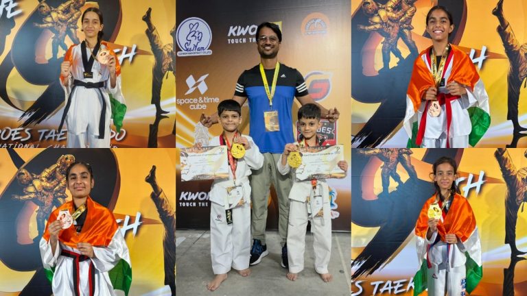 Chandigarh young taekwondo players Nityansh Kashyap and Yuvan Singh winning gold medals in Thailand