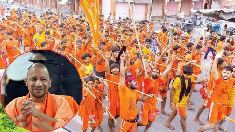 Kanwar Yatra 2026 devotees carrying holy Ganga water while chanting "Bol Bam" on their way to offer Jalabhishek at Lord Shiva temples.