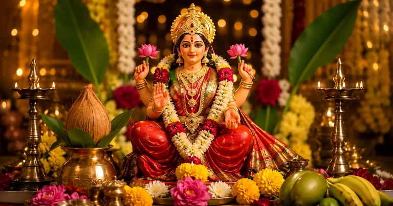 Mangla Gauri Vrat 2026: Mangla Gauri Vrat 2026: A married woman performing the puja and an idol of Goddess Gauri.