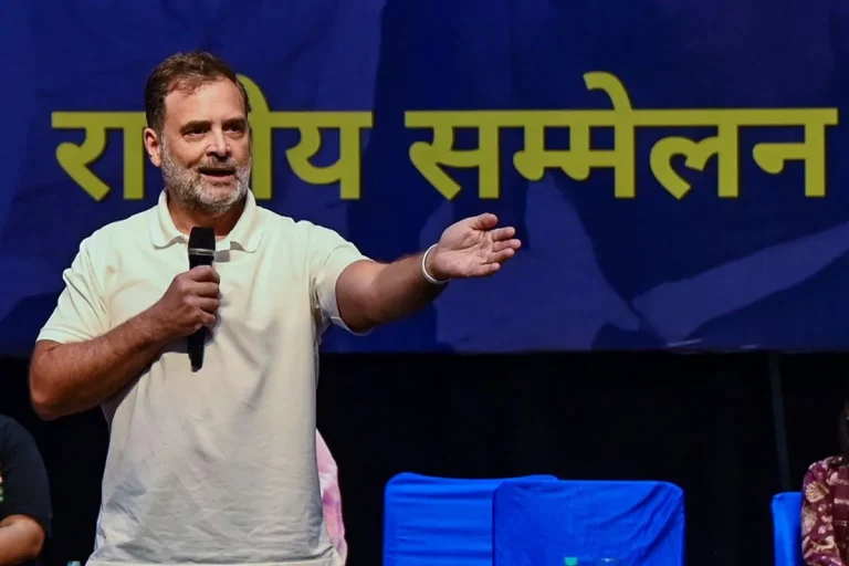 Sandeep Dikshit and Rahul Gandhi at Congress event amid Meloni remark controversy