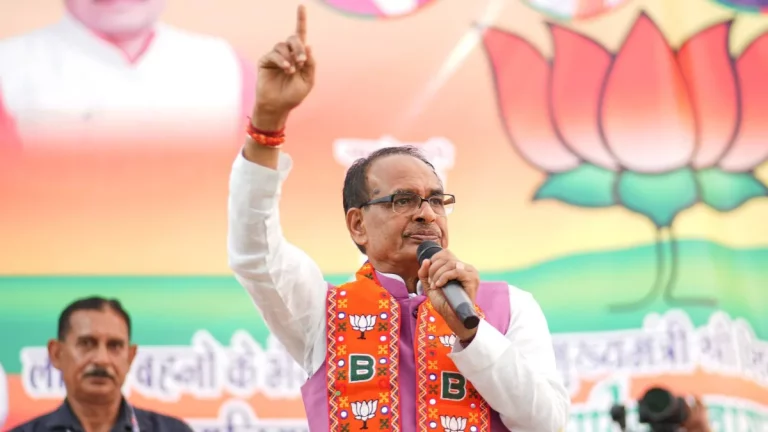 Shivraj Singh Chauhan greeting school children in Dewas as they call him 'Mama' during his official visit